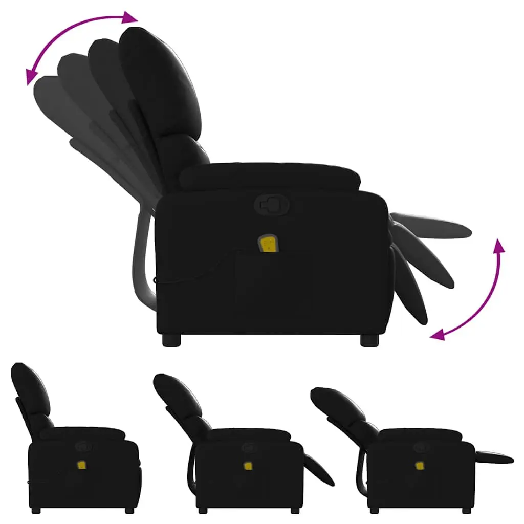 Massage Recliner Chair Manual Recline 135 Degrees Black Faux Leather