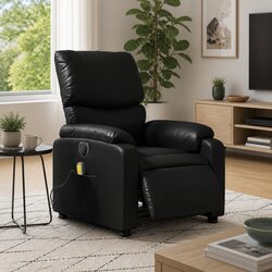 Black Faux Leather Electric Massage Recliner Chair