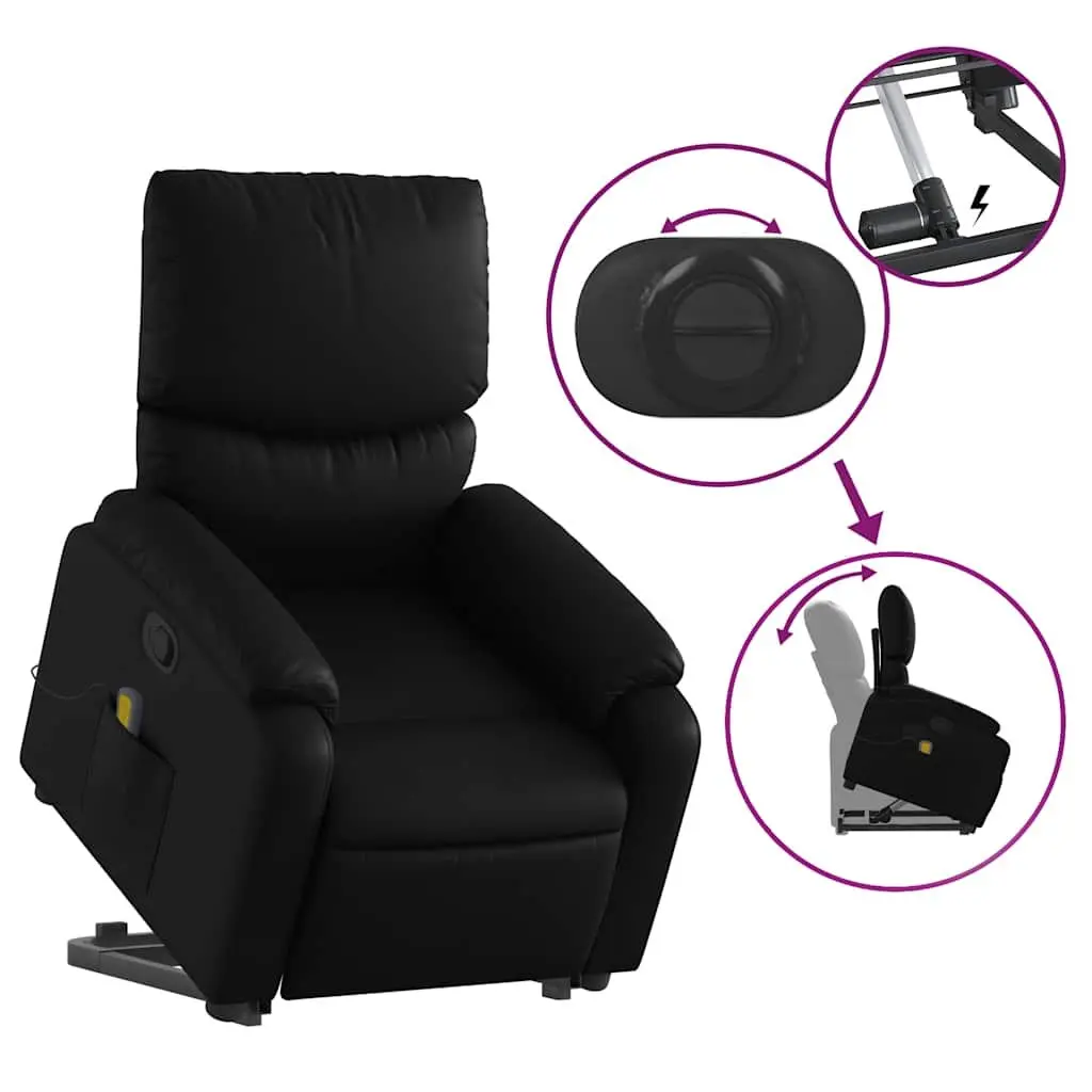 Electric Massage Recliner Chair Power Lift Function Manual Reclining 135 Degrees Black Faux Leather