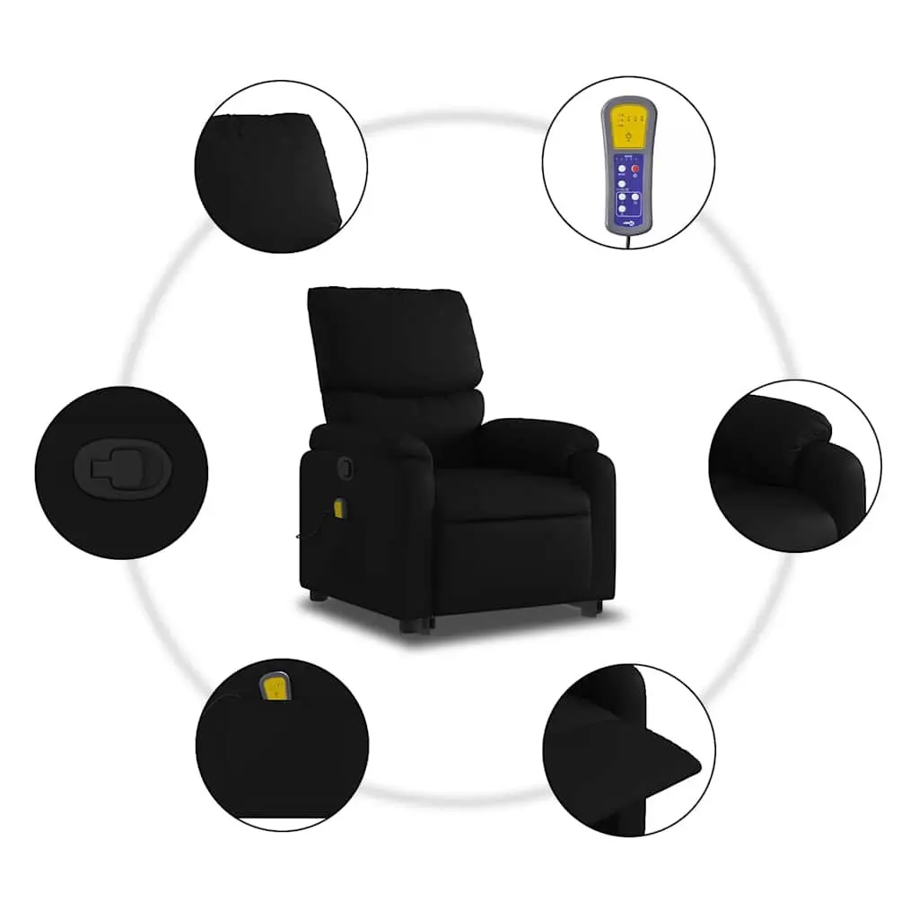 Electric Massage Recliner Chair Power Lift Function Manual Reclining 135 Degrees Black Faux Leather