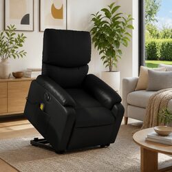 Electric Power Lift Massage Recliner Chair Black Faux Leather