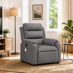 Manual Recline Grey Fabric Massage Chair with Vibration