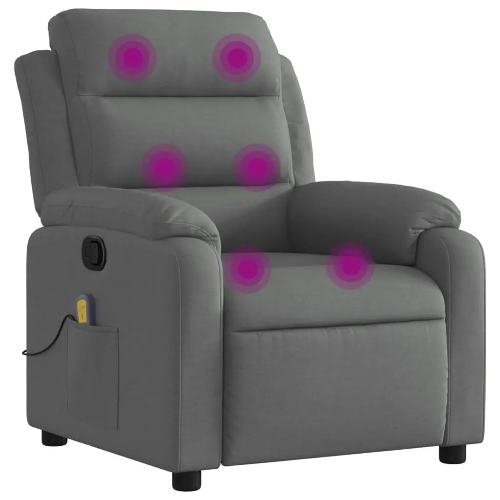 Massage Recliner Chair Manual Recline Grey Fabric 135 Degrees