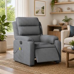 Adjustable Grey Fabric Electric Massage Recliner Chair