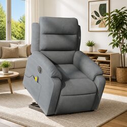 Electric Lift Recliner Chair in Grey Fabric
