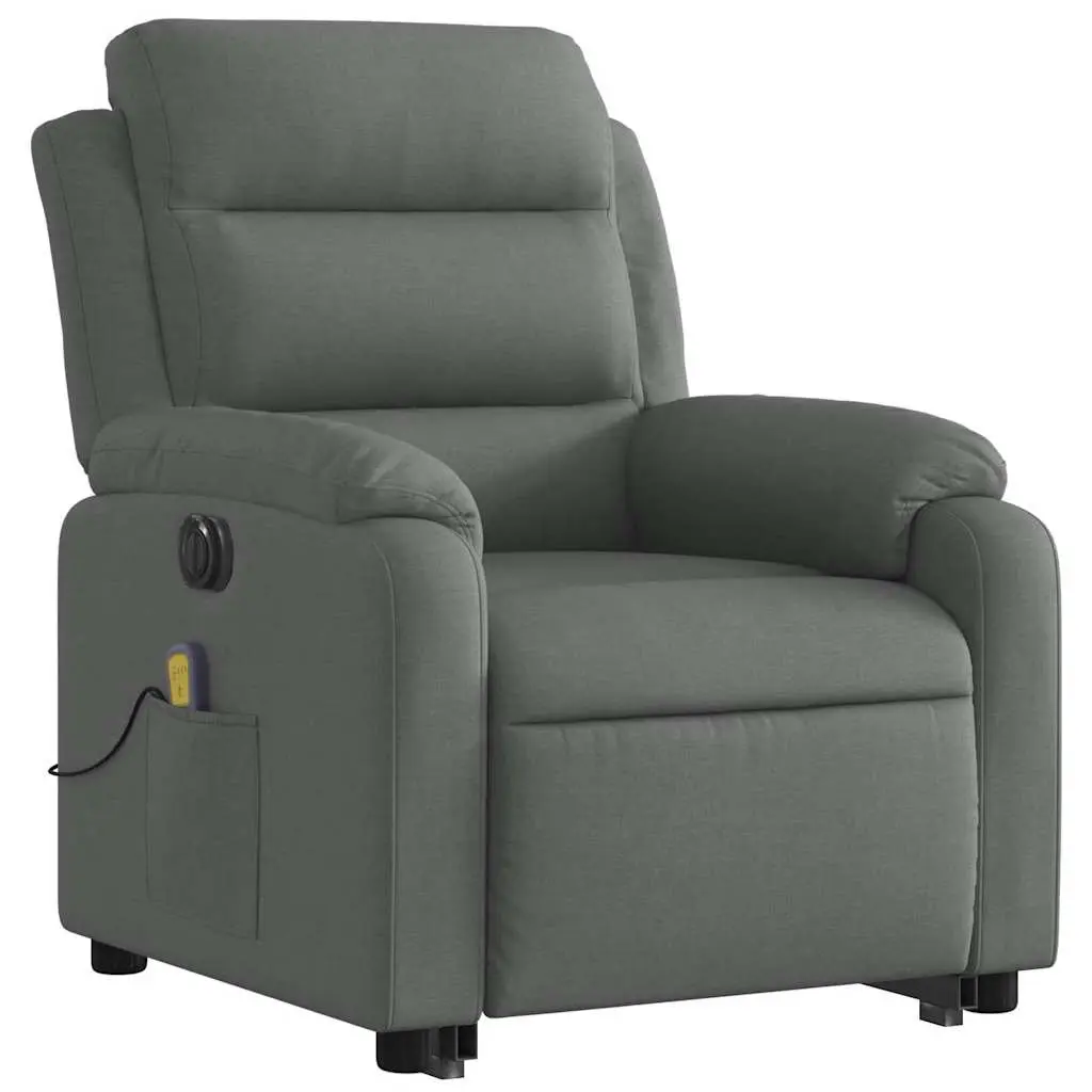 Electric Stand Up Massage Recliner Chair Grey Fabric Lift Recline Armchair