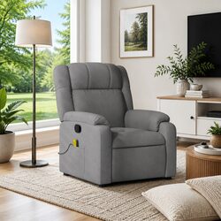 Manual Recline Massage Chair in Grey Fabric