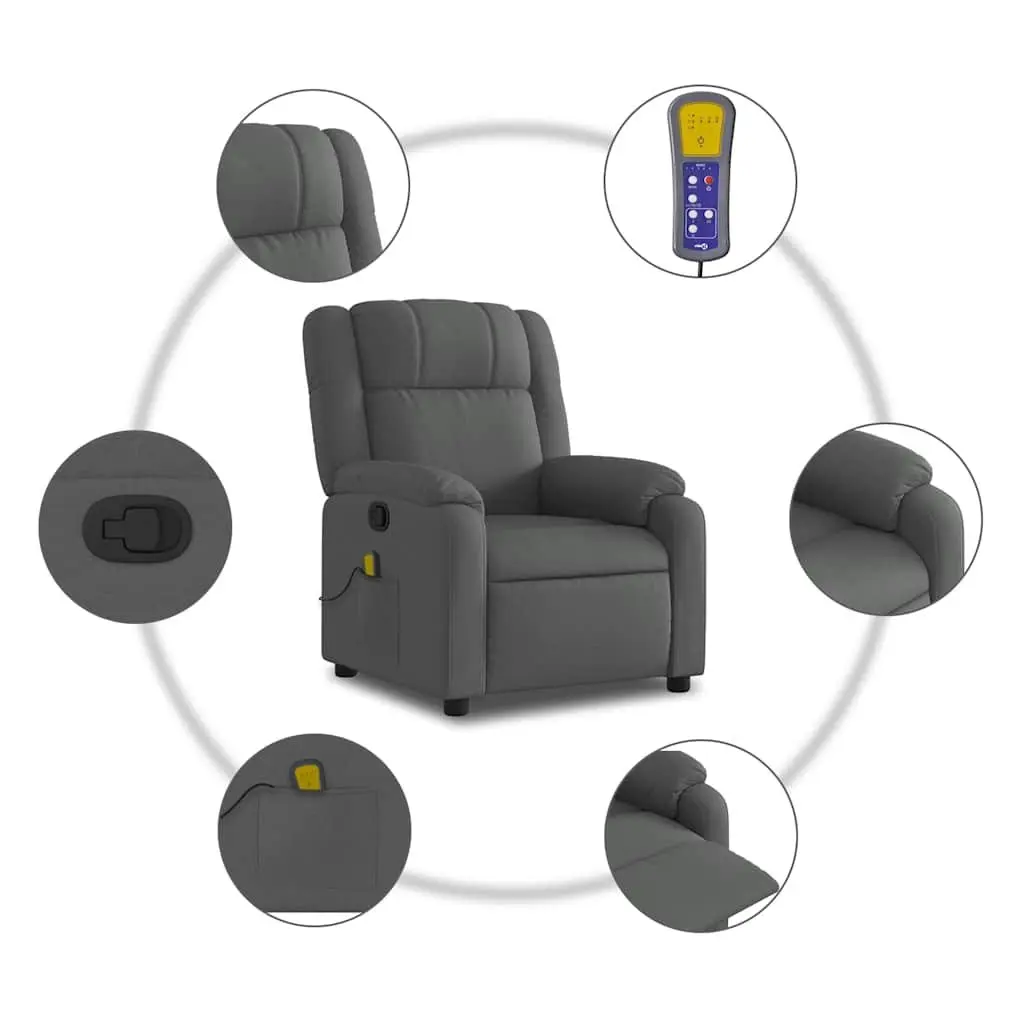Massage Recliner Chair Manual Reclining Adjustable Footrest Grey Fabric