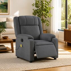 Grey Fabric Electric Massage Recliner with Adjustable Footrest
