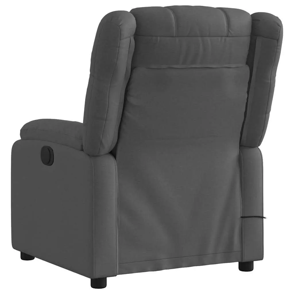 Electric Recliner Chair Grey Fabric Vibration Massage Adjustable Footrest