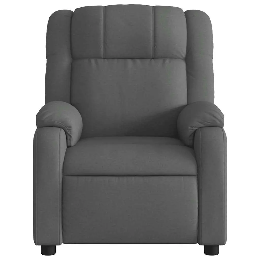 Electric Recliner Chair Grey Fabric Vibration Massage Adjustable Footrest