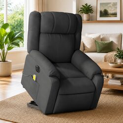 Power Lift Massage Recliner Chair in Grey Fabric