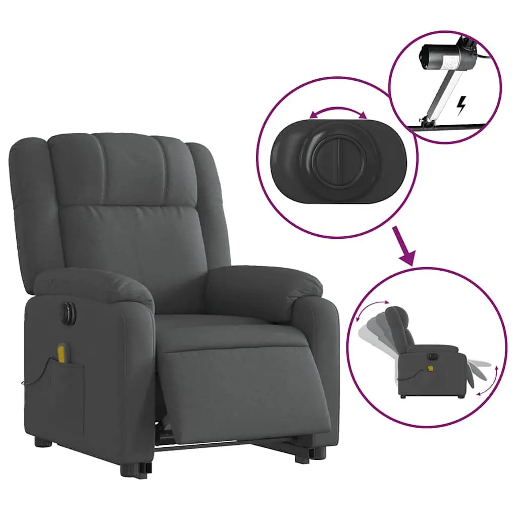 Electric Massage Recliner Chair Power Lift Function Adjustable Grey Fabric