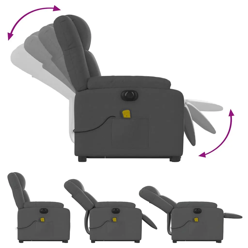 Electric Massage Recliner Chair Power Lift Function Adjustable Grey Fabric
