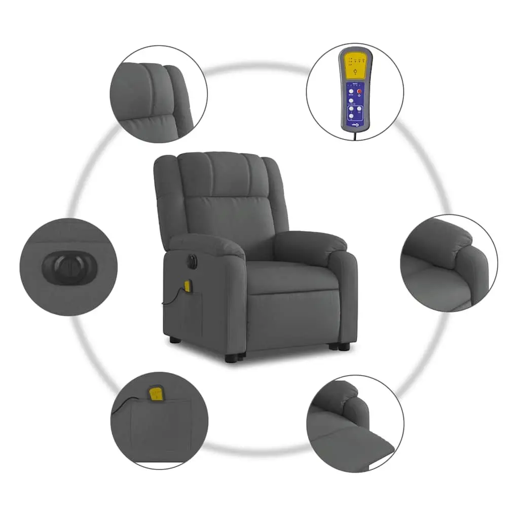 Electric Massage Recliner Chair Power Lift Function Adjustable Grey Fabric