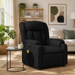 Black Faux Leather Manual Reclining Massage Chair
