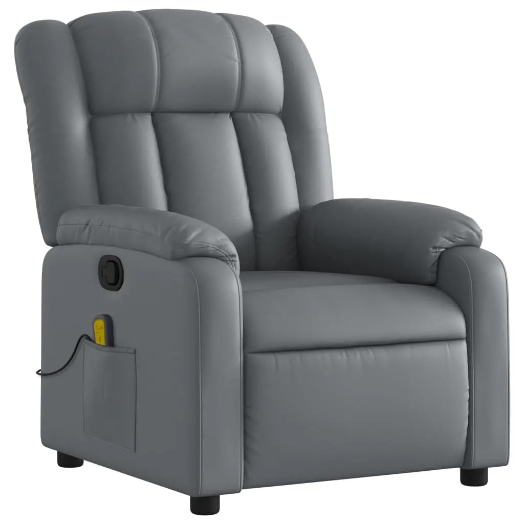 Massage Recliner Chair Manual Reclining Adjustable Backrest Grey Faux Leather