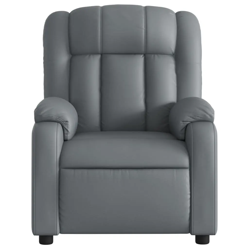 Massage Recliner Chair Manual Reclining Adjustable Backrest Grey Faux Leather