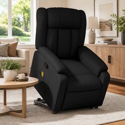 Adjustable Electric Massage Recliner Chair in Black Faux Leather