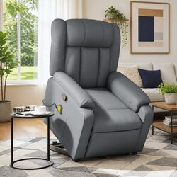 Electric Massage Recliner Chair in Grey Faux Leather