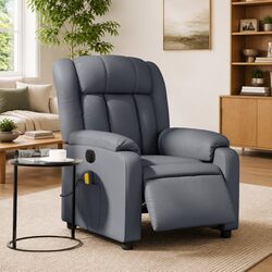 Power Lift Massage Recliner Chair in Grey Faux Leather