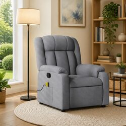 Manual Recline Vibration Massage Chair in Light Grey