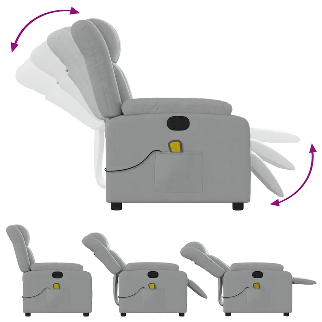 Recliner Chair Light Grey Fabric Manual Adjustment Comfort Vibration Massage
