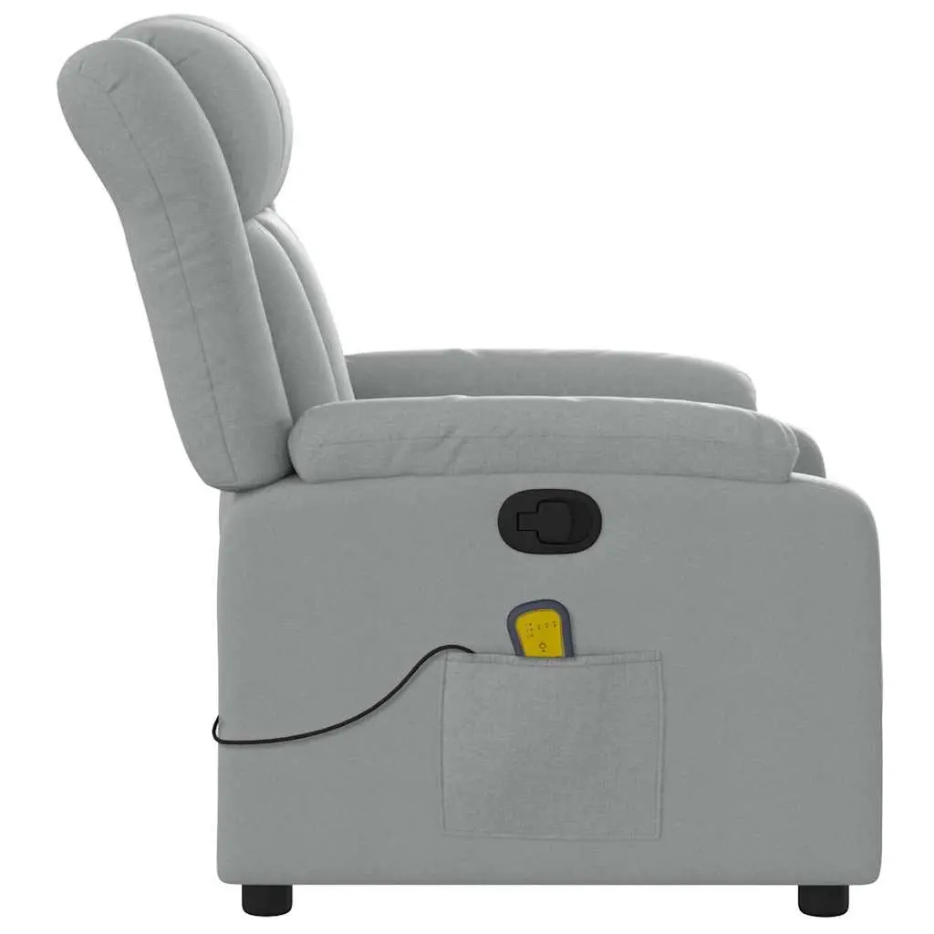 Recliner Chair Light Grey Fabric Manual Adjustment Comfort Vibration Massage
