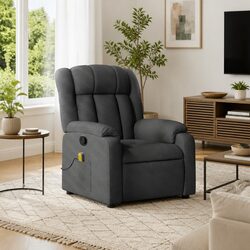 Manual Recline Grey Fabric Massage Recliner Chair