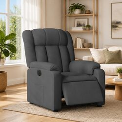 Electric Recliner Armchair in Dark Grey Fabric