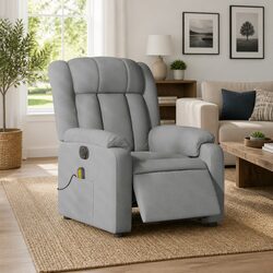 Adjustable Electric Massage Recliner Chair in Grey Fabric