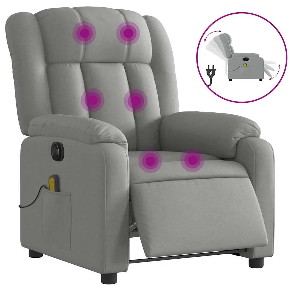 Electric Massage Recliner Chair Adjustable Footrest Grey Fabric