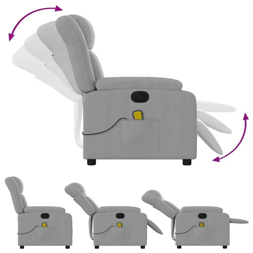 Electric Massage Recliner Chair Adjustable Footrest Grey Fabric