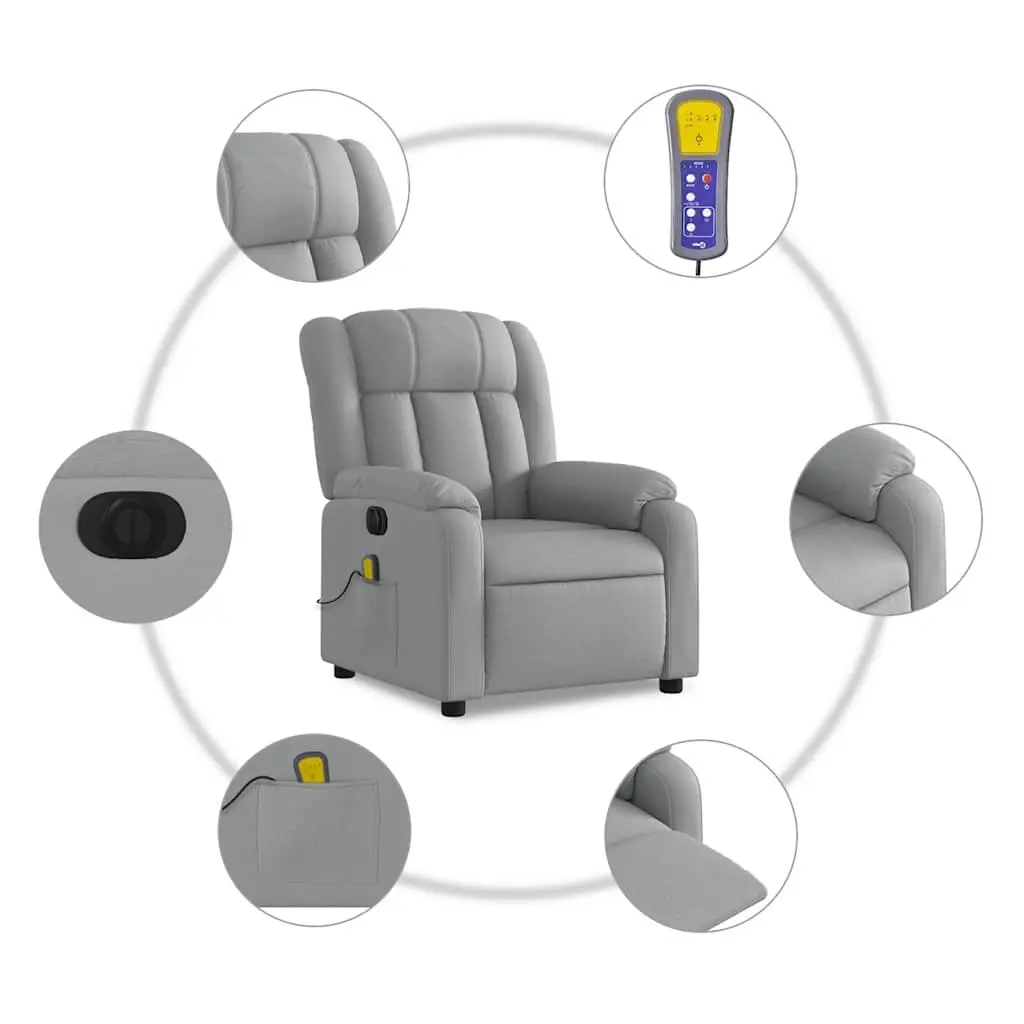 Electric Massage Recliner Chair Adjustable Footrest Grey Fabric