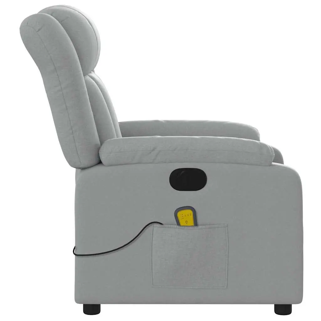 Electric Massage Recliner Chair Adjustable Footrest Grey Fabric