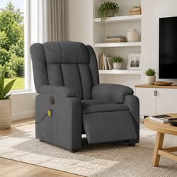 Grey Fabric Electric Massage Recliner Chair