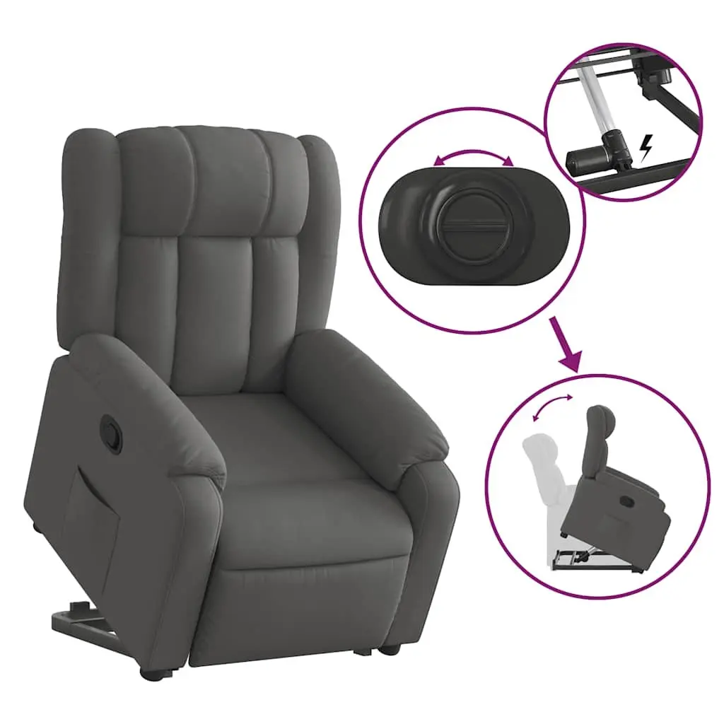 Stand Up Recliner Chair Electric Motor Power Lift Comfort Dark Grey Fabric
