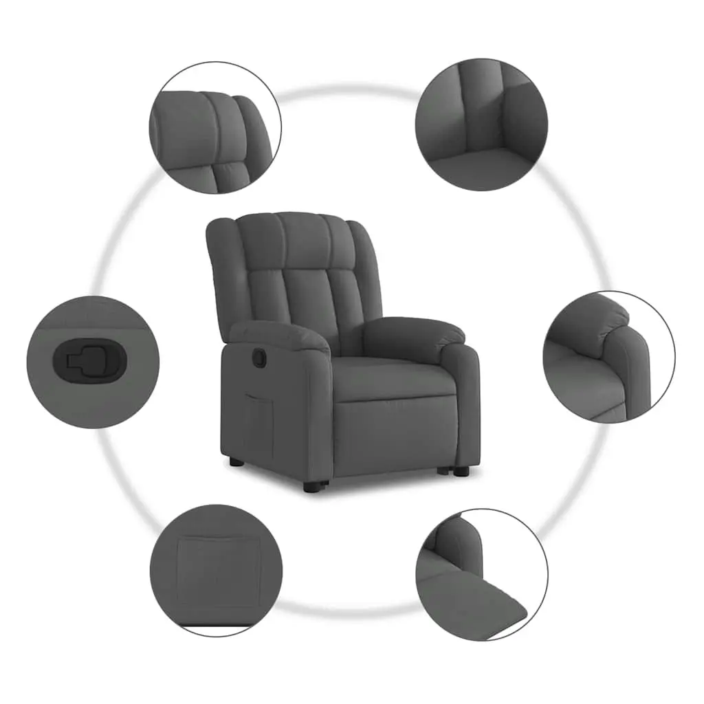 Stand Up Recliner Chair Electric Motor Power Lift Comfort Dark Grey Fabric