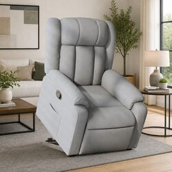 Massage Recliner Chair with Electric Lift in Light Grey