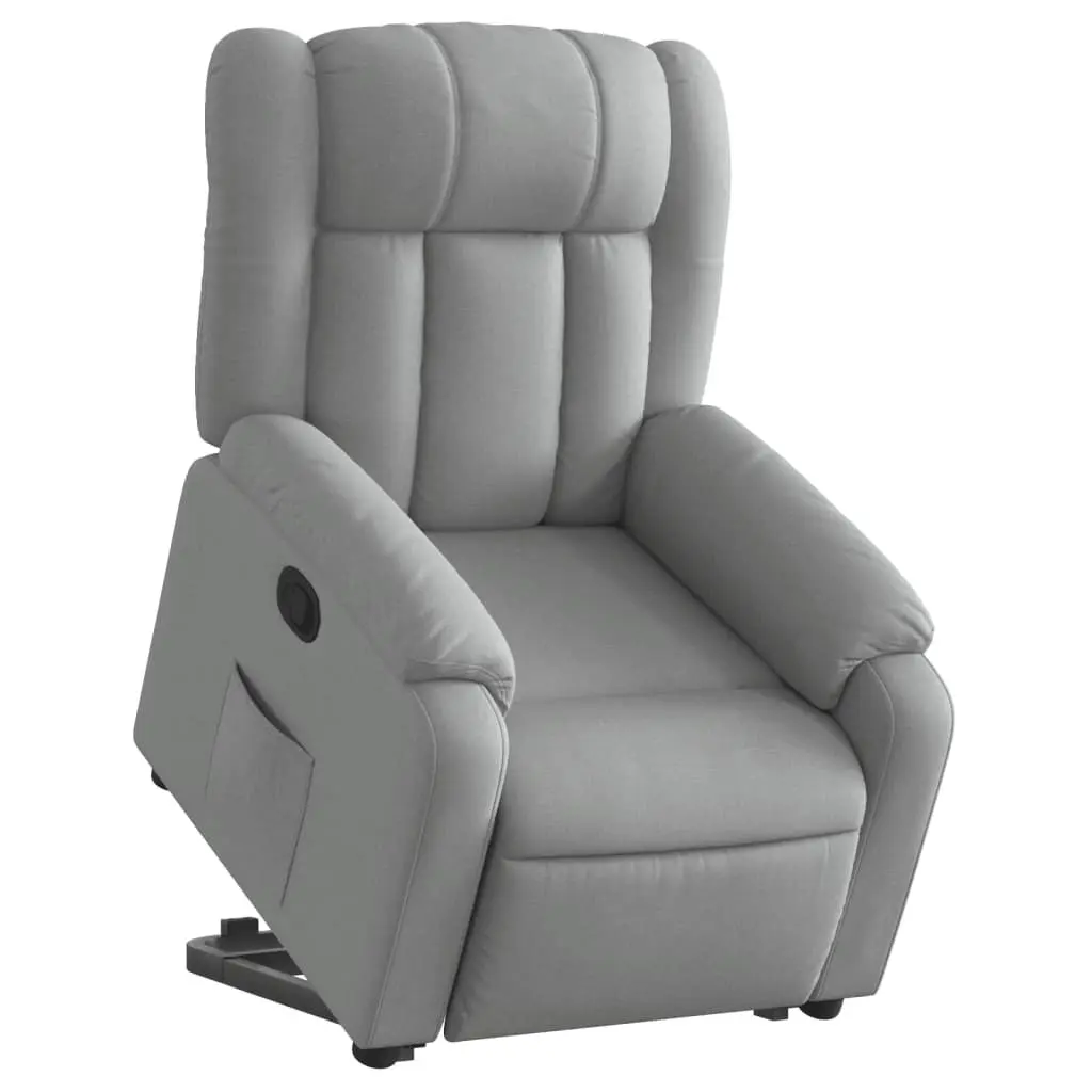Electric Massage Recliner Chair with Power Lift Function Light Grey Fabric