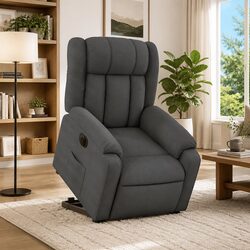 Electric Stand Up Recliner Chair - Grey Fabric