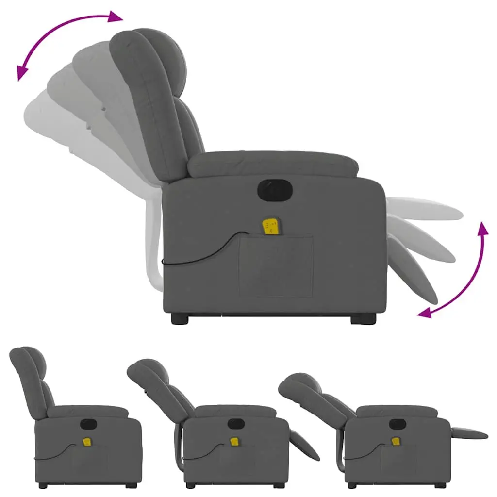 Electric Recliner Chair Grey Fabric with Massage Function Power Lift and Recline