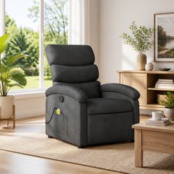 Manual Recline Grey Fabric Massage Chair with USB Vibration