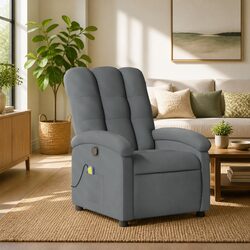 Manual Recline Grey Fabric Massage Chair with Footrest