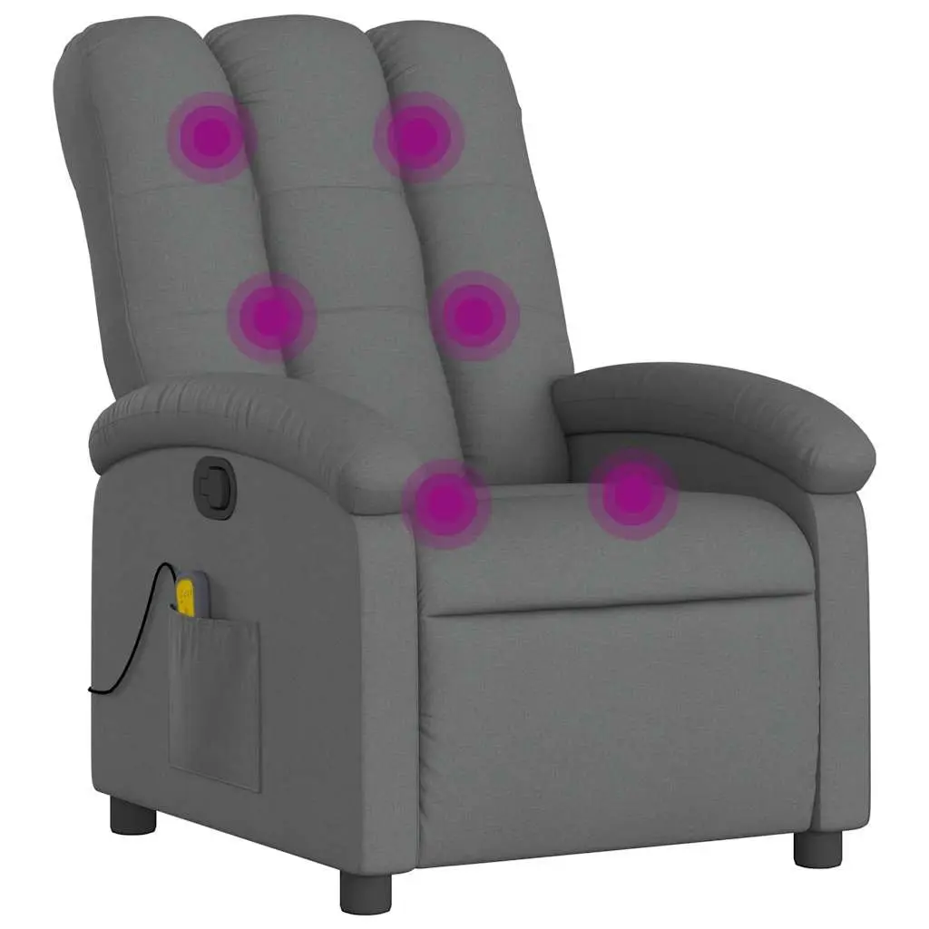 Recliner Chair Manual Grey Fabric Vibration Massage Comfort Adjustable 135 Degrees