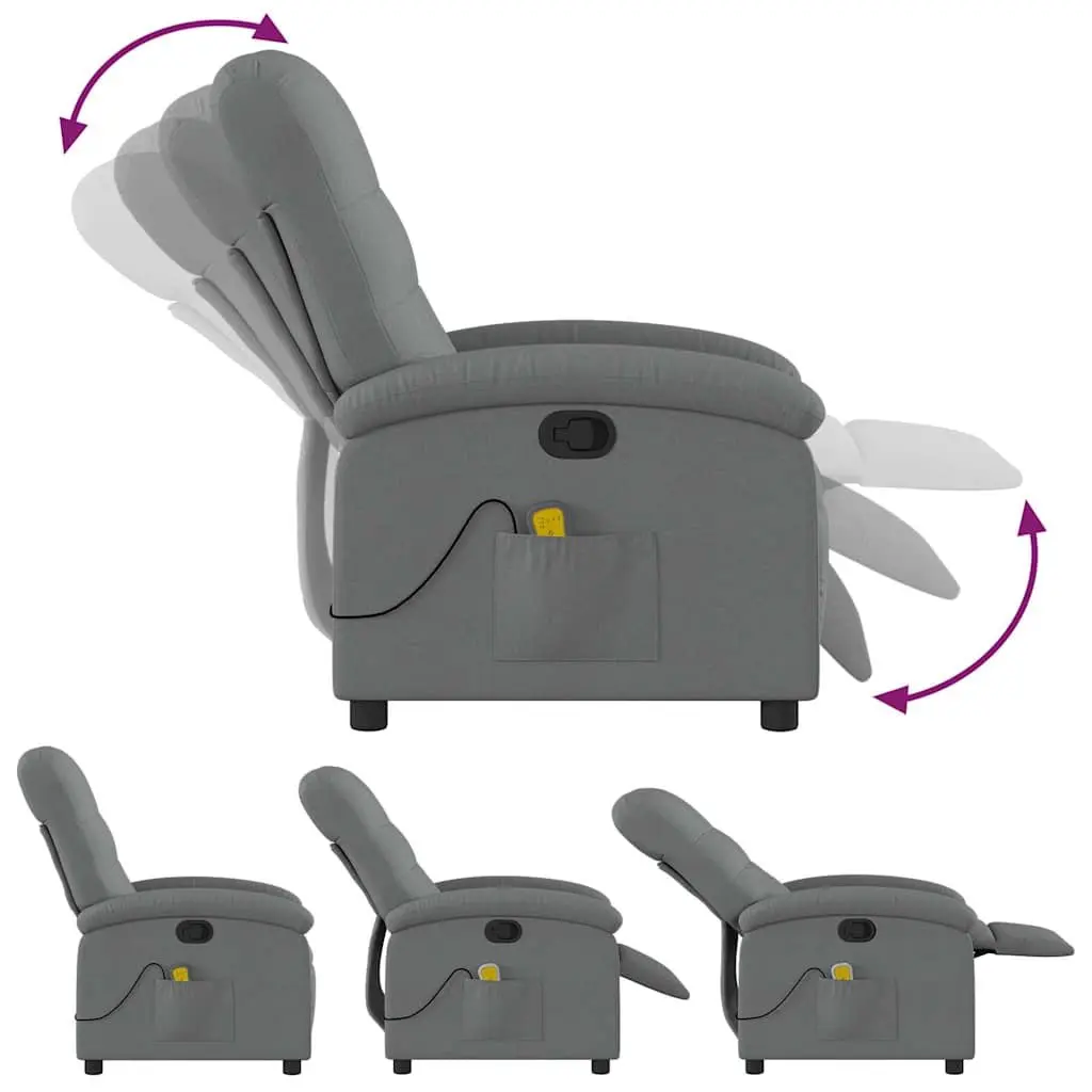 Recliner Chair Manual Grey Fabric Vibration Massage Comfort Adjustable 135 Degrees