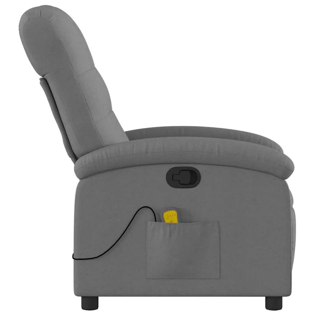 Recliner Chair Manual Grey Fabric Vibration Massage Comfort Adjustable 135 Degrees