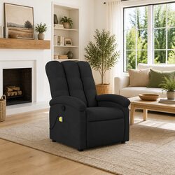Manual Recline Massage Armchair Black Fabric