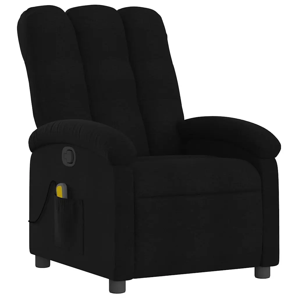 Massage Recliner Chair Manual Recline Black Fabric Armchair with Vibration