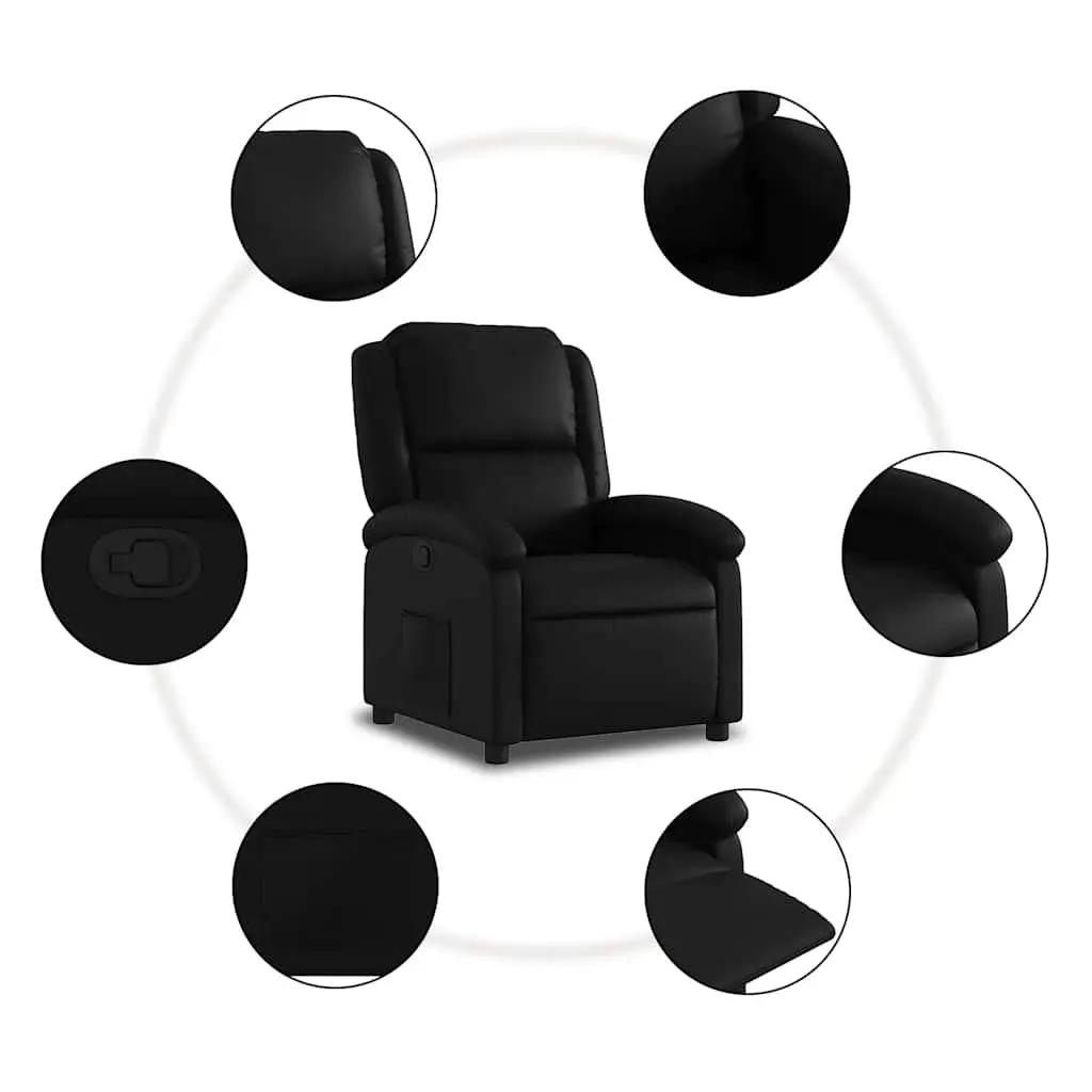 Recliner Chair Manual Reclining Adjustable Footrest Black Faux Leather